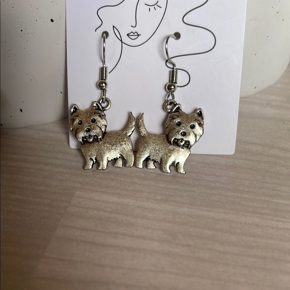 Silver Yorkshire Terrier Charm Earrings - Picture 2 of 4